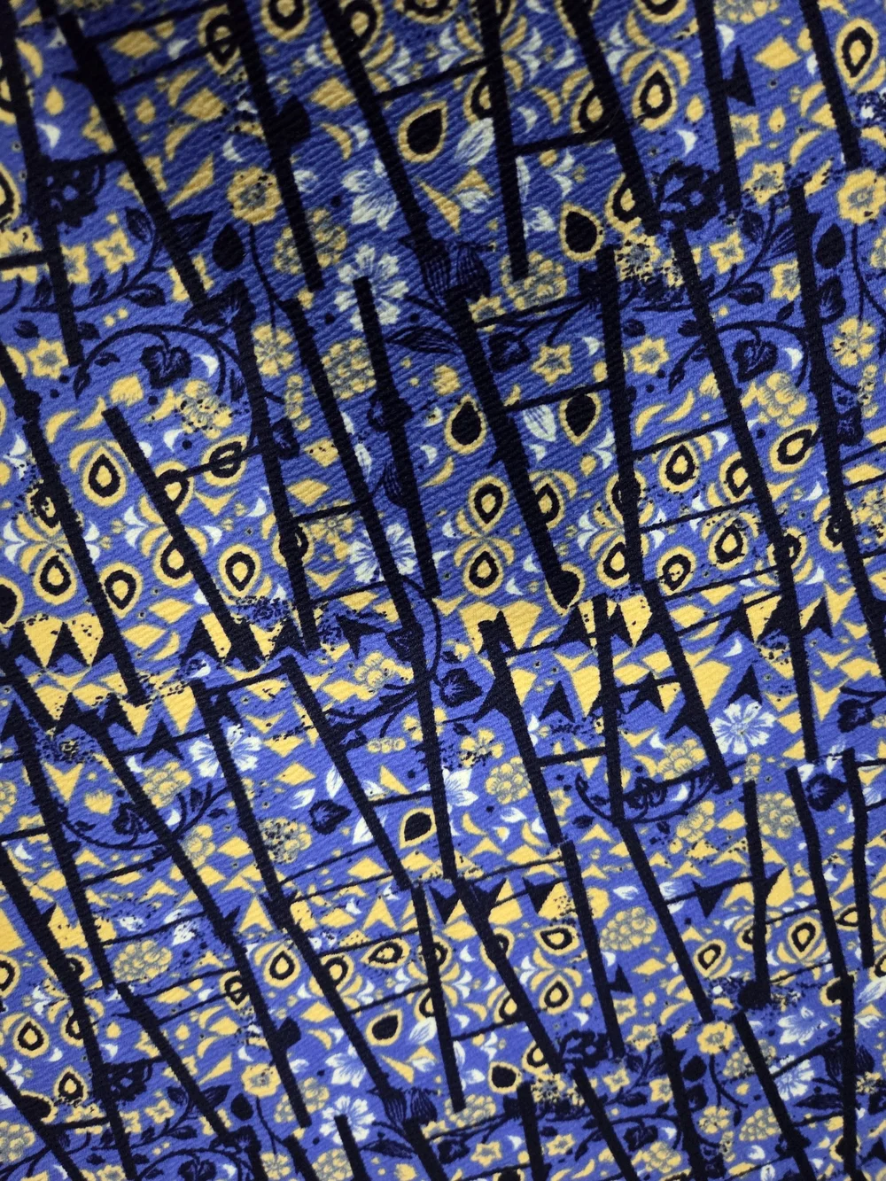 LuLaRoe Cassie Skirt in Royal Blue, Yellow & Black Geometric Print 2X